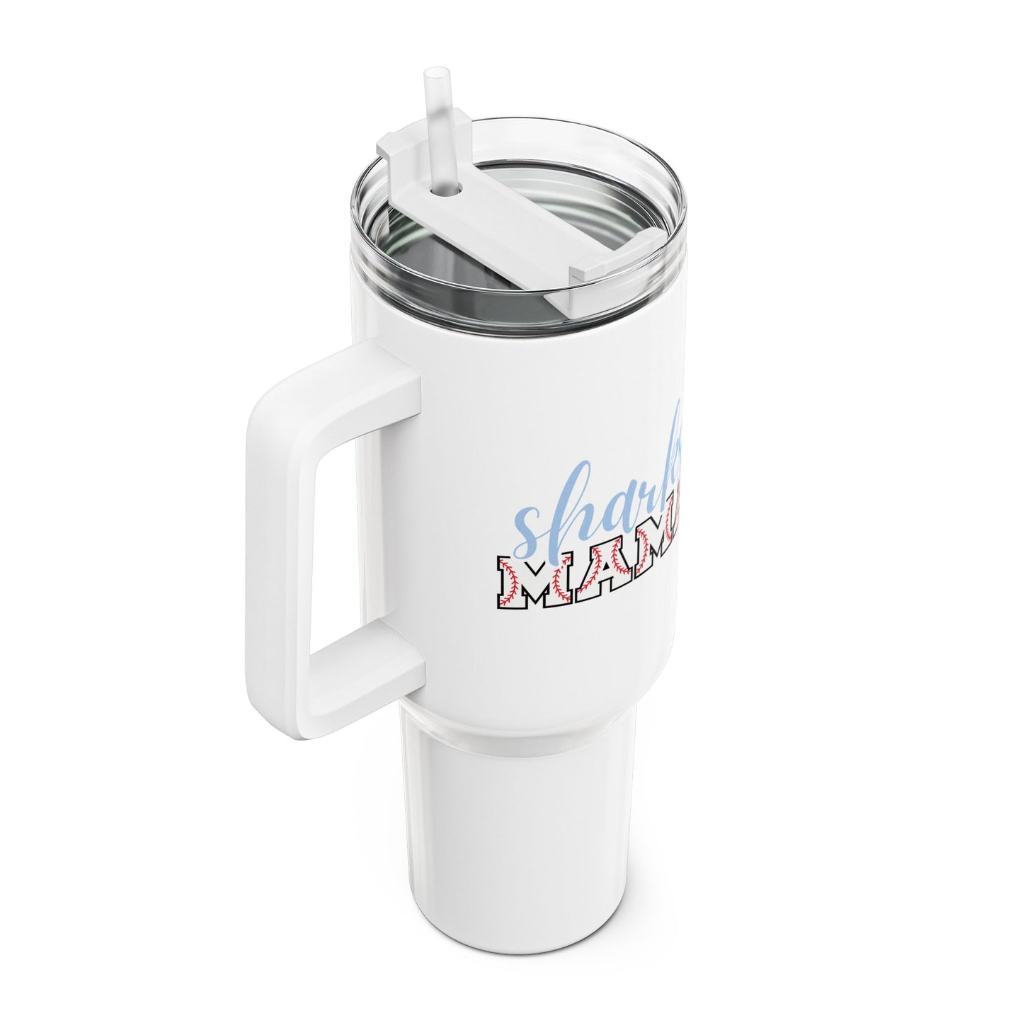 Personalizable Baseball Mom Beverage Tumbler, 40oz with Straw & Handle