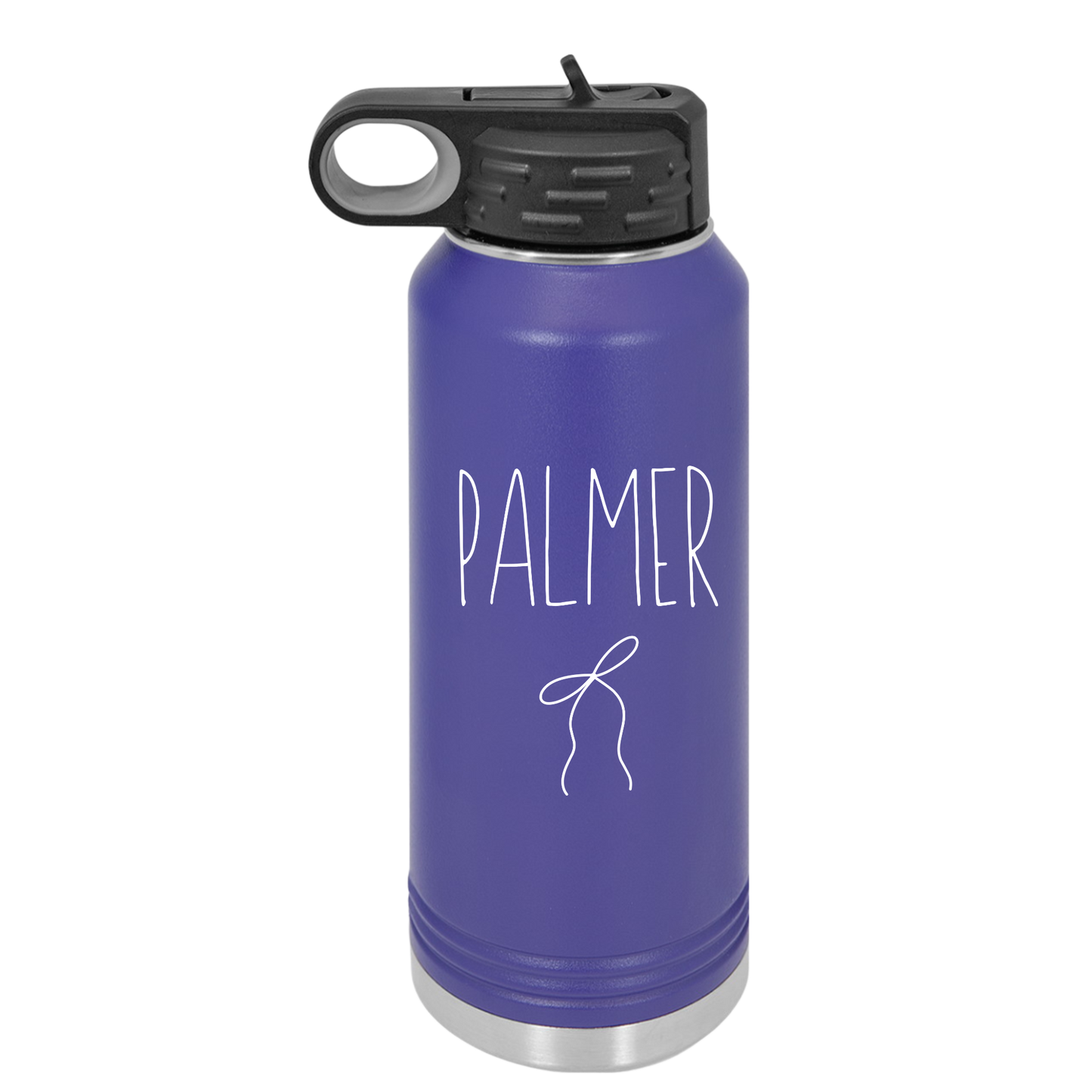 Personalized Coquette Ribbon Name Water Bottle, 20oz