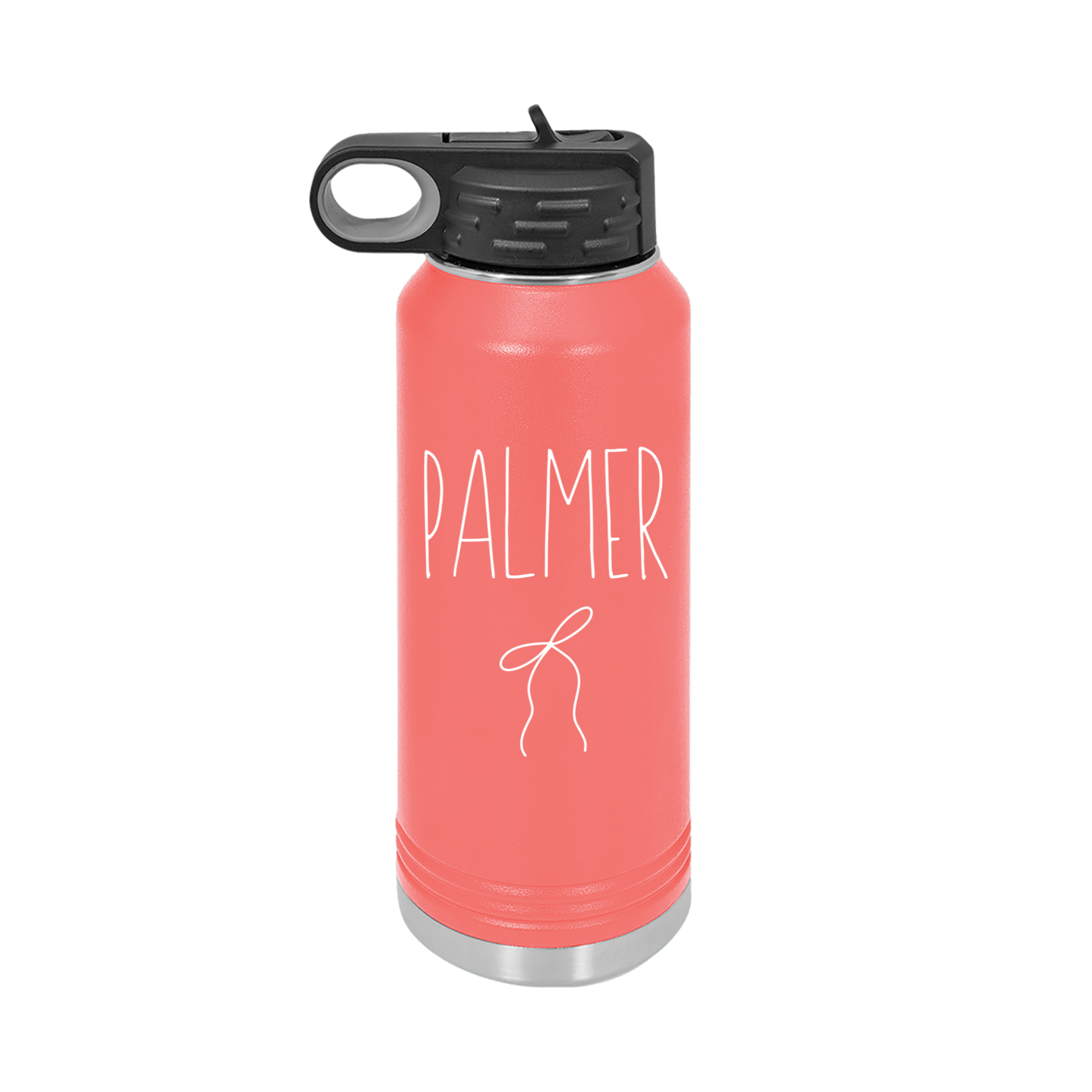 Personalized Coquette Ribbon Name Water Bottle, 20oz