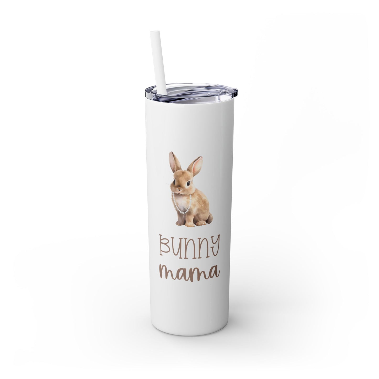 Custom Bunny Mama Skinny Tumbler with Straw, 20oz