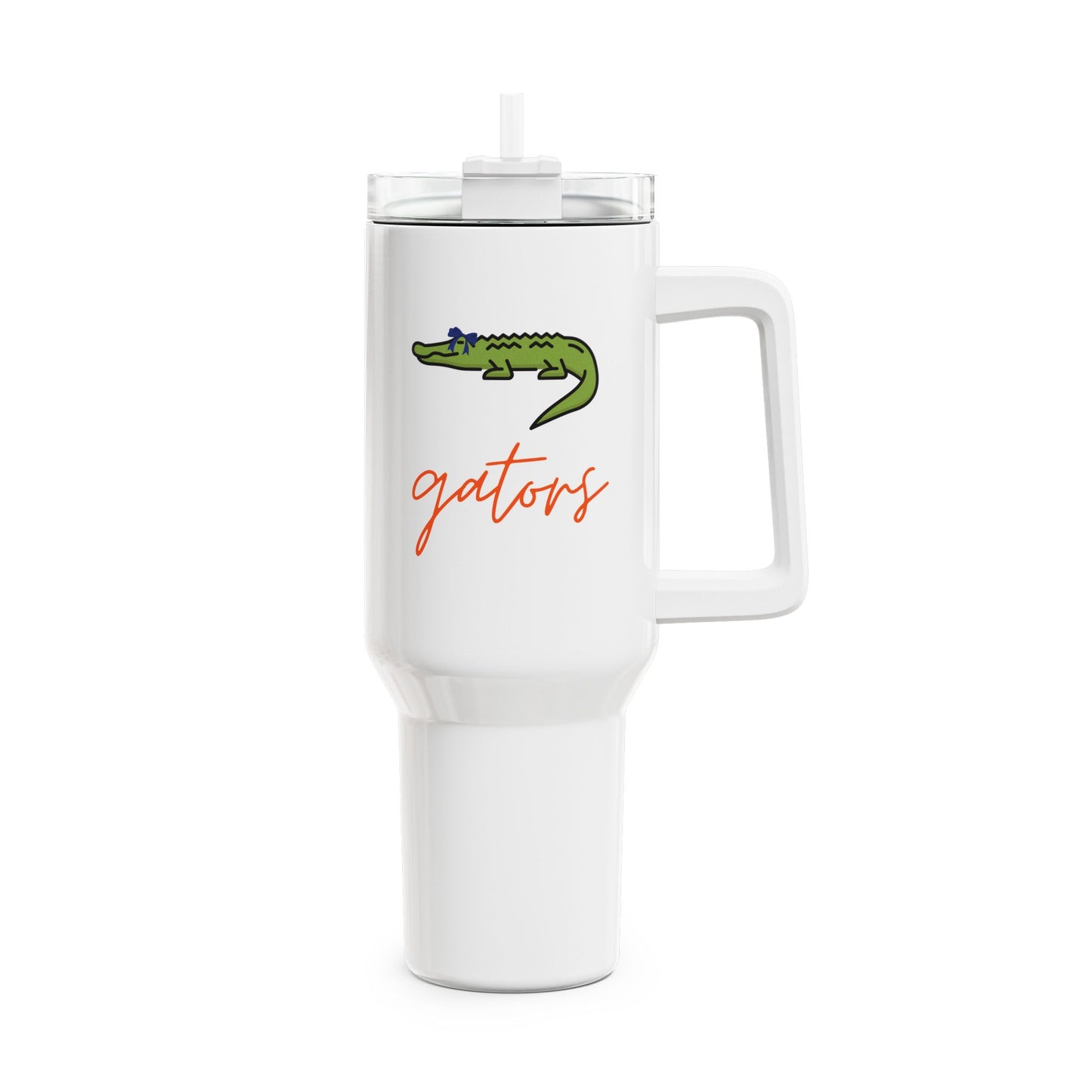 Custom Gators Beverage Tumbler, 40oz with Straw & Handle