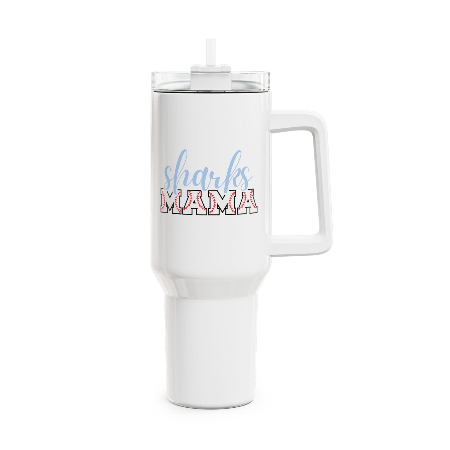 Personalizable Baseball Mom Beverage Tumbler, 40oz with Straw & Handle