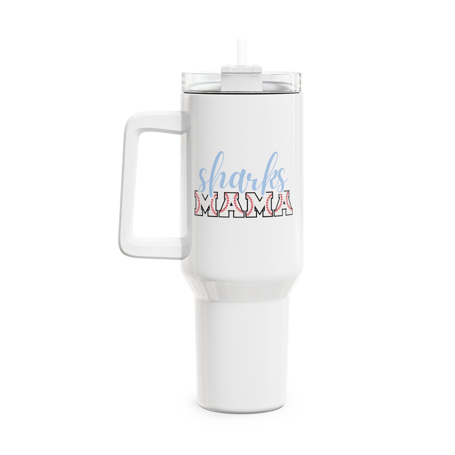 Personalizable Baseball Mom Beverage Tumbler, 40oz with Straw & Handle
