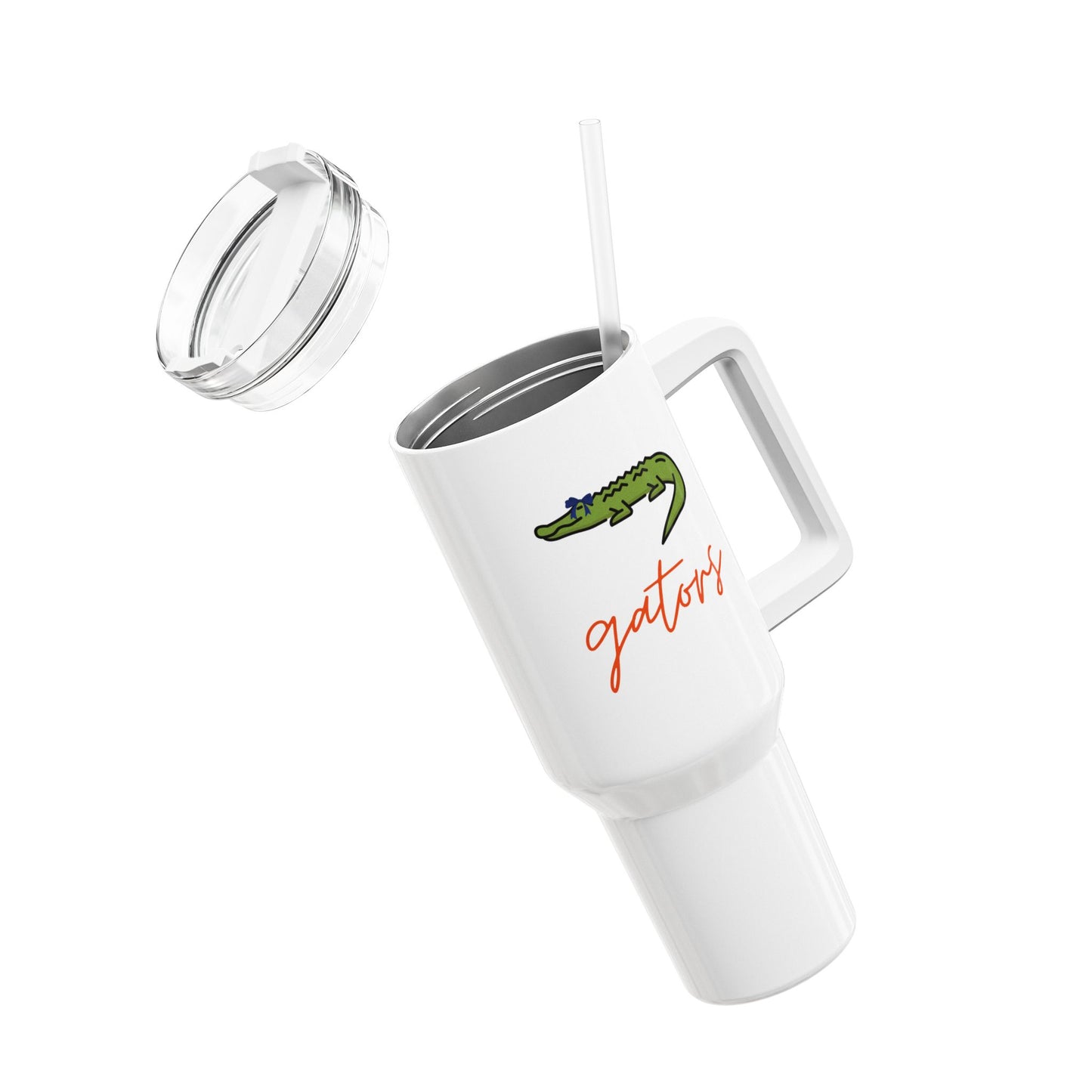 Custom Gators Beverage Tumbler, 40oz with Straw & Handle
