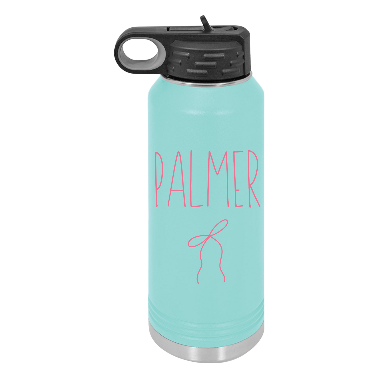Personalized Coquette Ribbon Name Water Bottle, 20oz