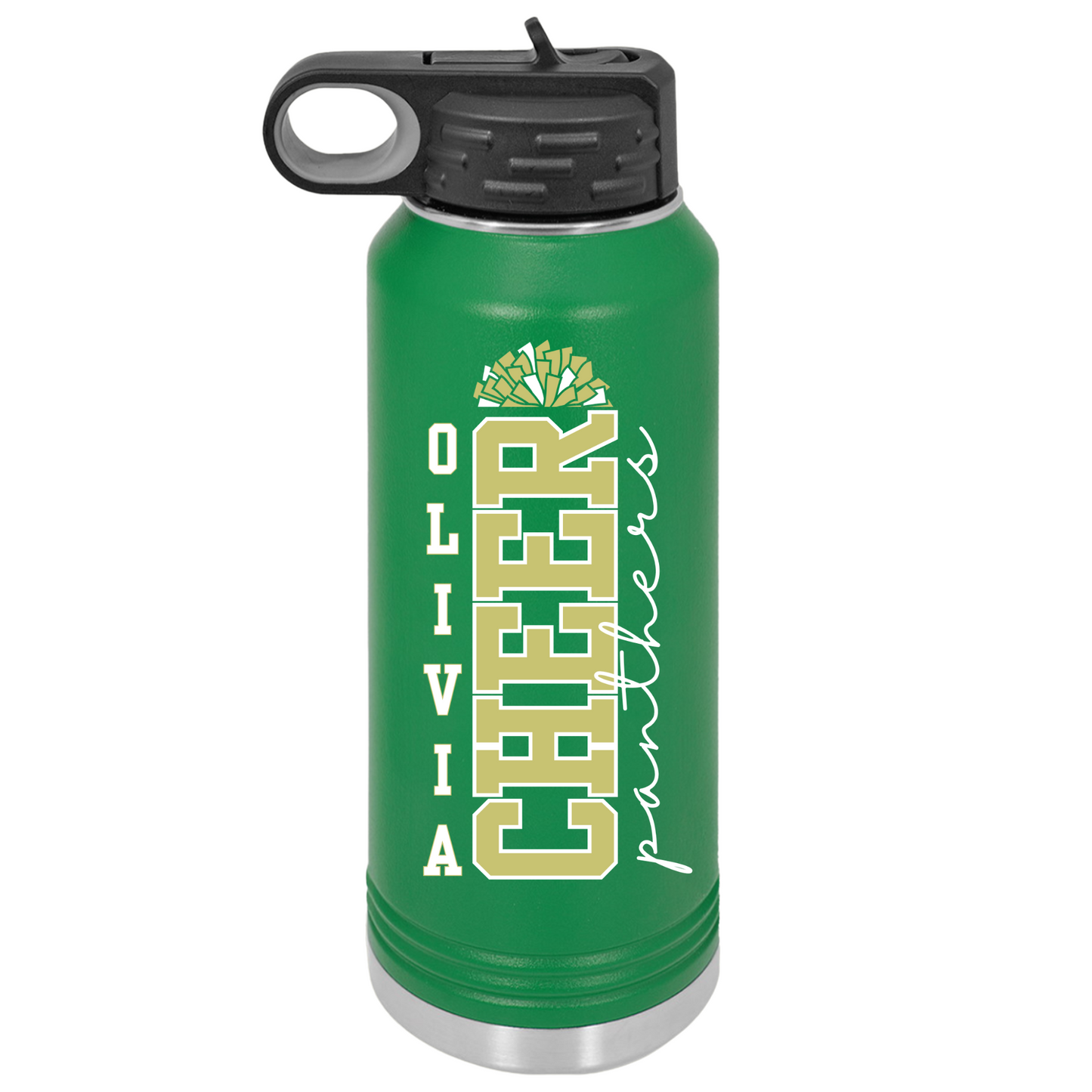 Personalized Nease Panthers Cheer Water Bottle, Custom Cheer Sports Team Stainless Steel Tumbler 20oz, Cheer Gift, Coach Gift