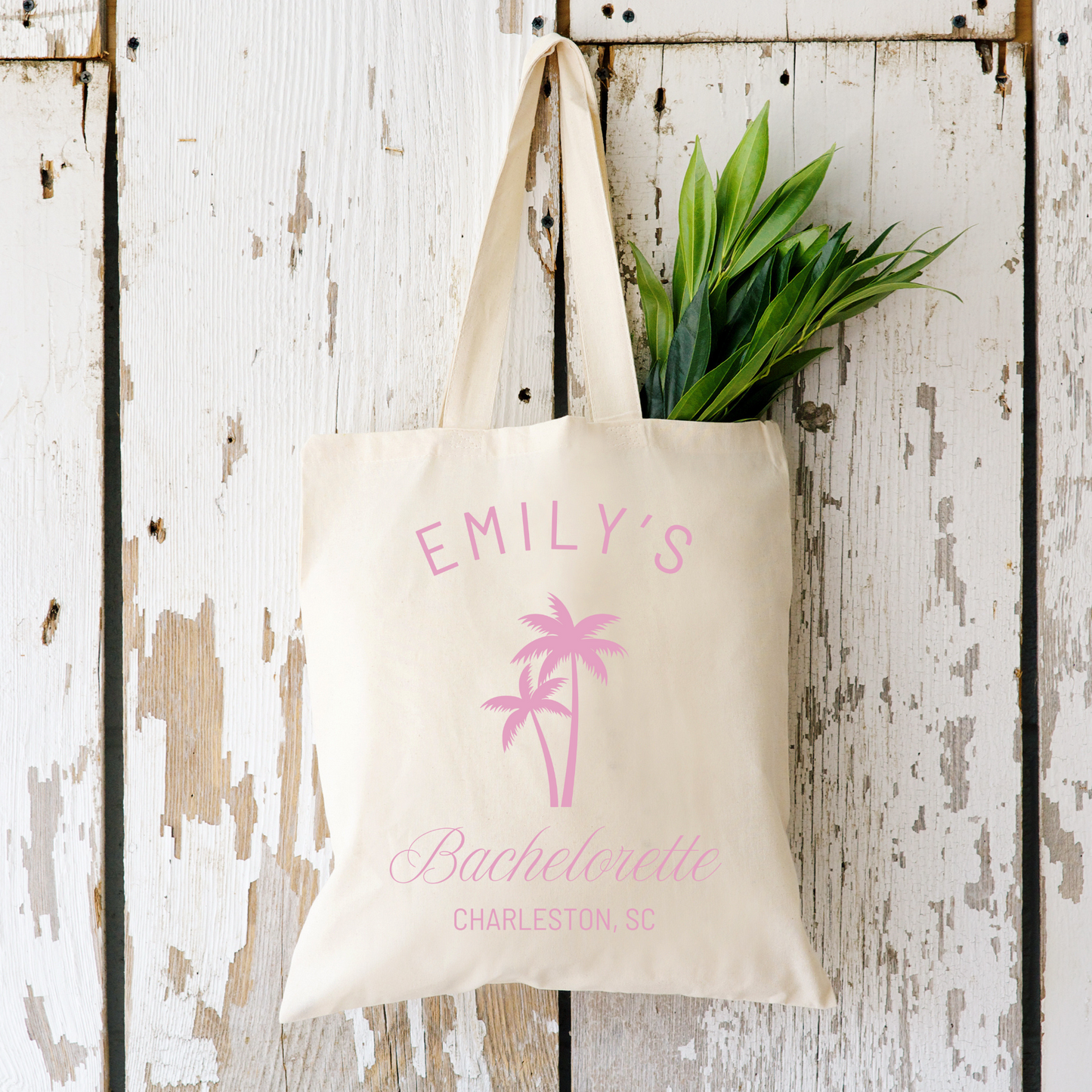 Bachelorette Party Trip Personalized Canvas Shopping Tote Bag, Emily Collection