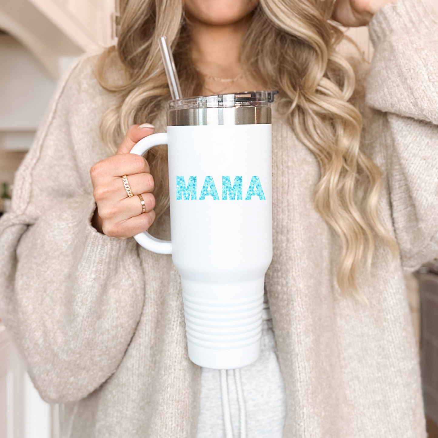 Custom Mama Tumbler, 40oz | Summer Beach Edition - Seaside