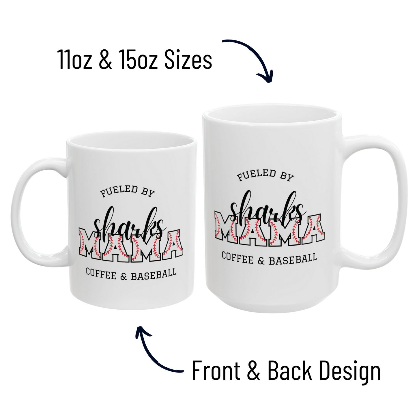 Custom Baseball Mom Mug - Fueled By Coffee and Baseball - Personalize Your Team Name