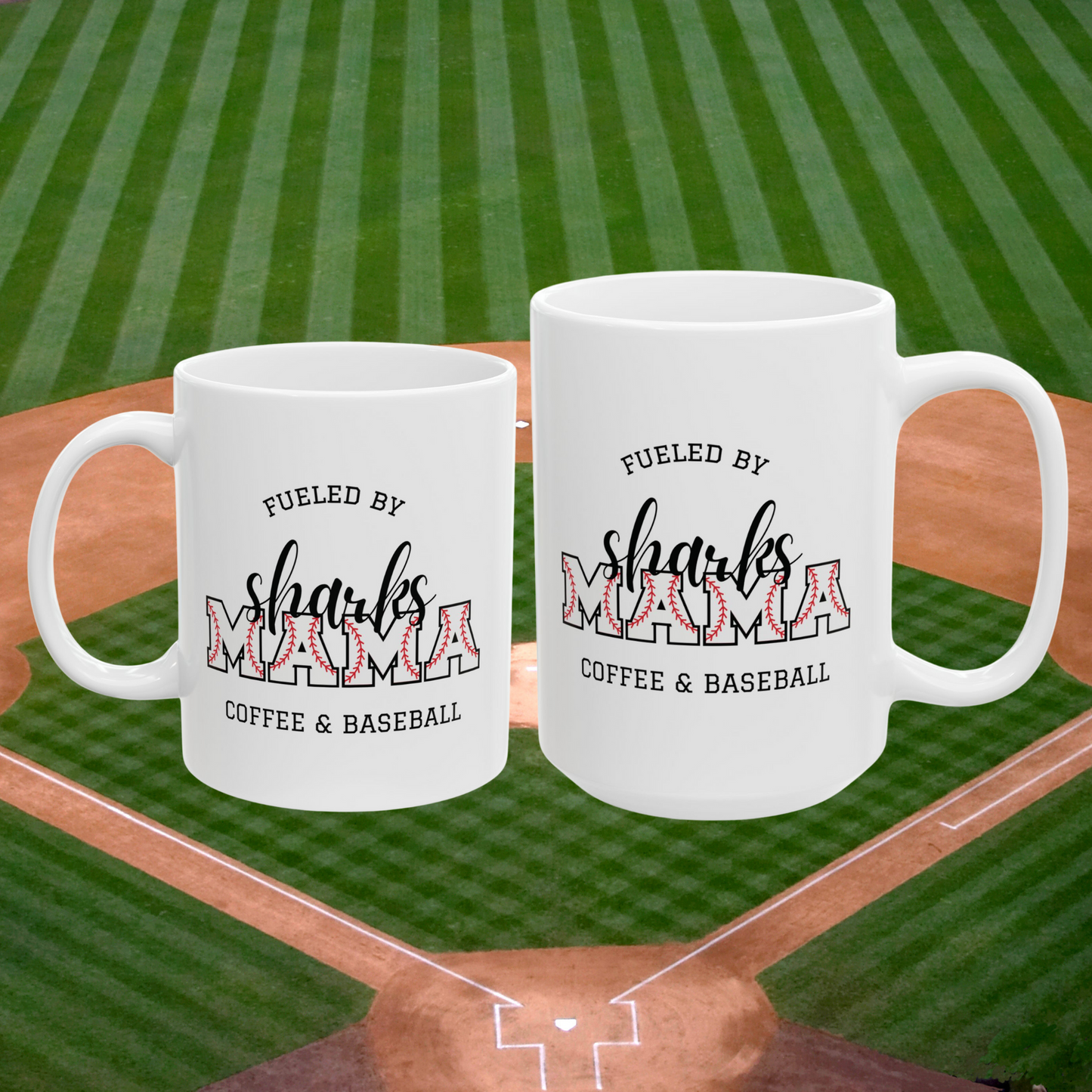 Custom Baseball Mom Mug - Fueled By Coffee and Baseball - Personalize Your Team Name