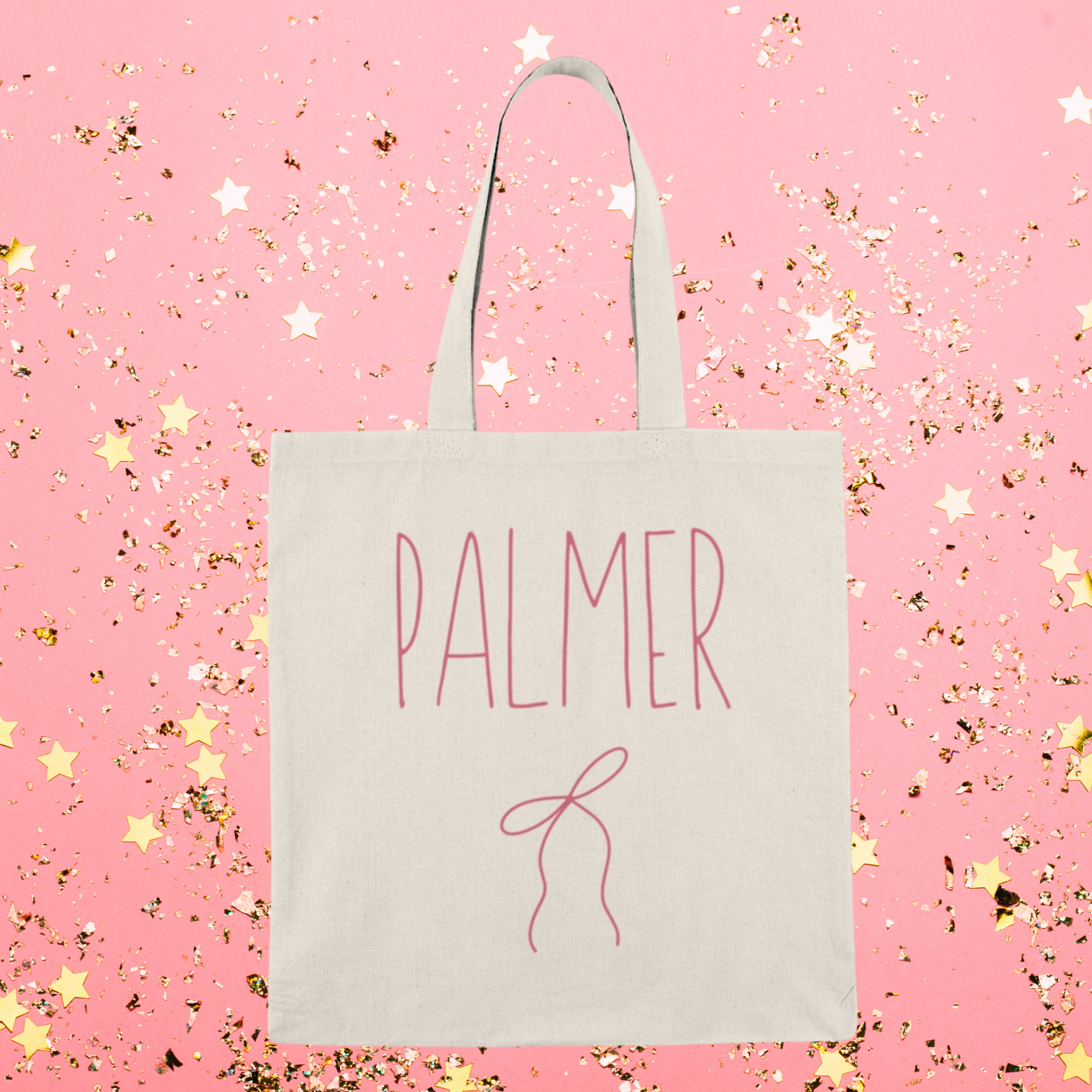 Personalized Coquette Ribbon Name Tote Bag