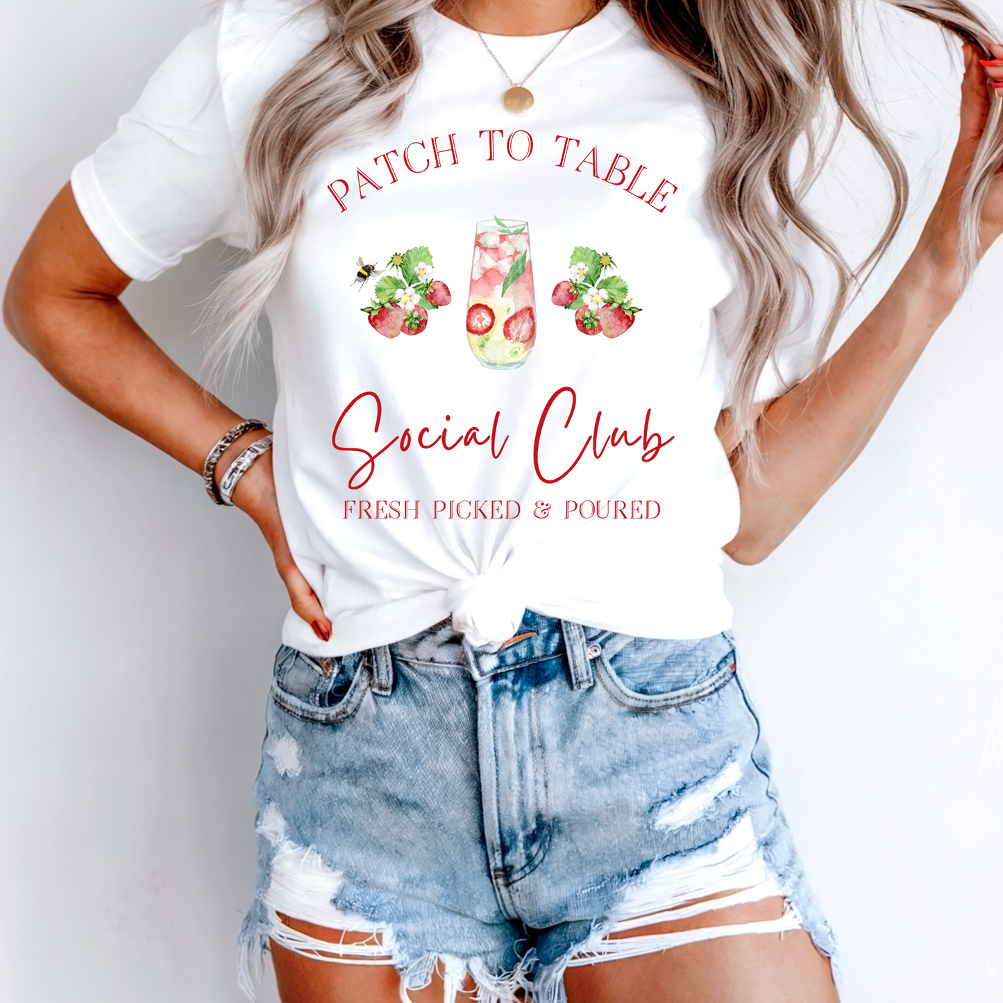 Strawberry Patch Social Club Tee, Fresh Picked and Poured
