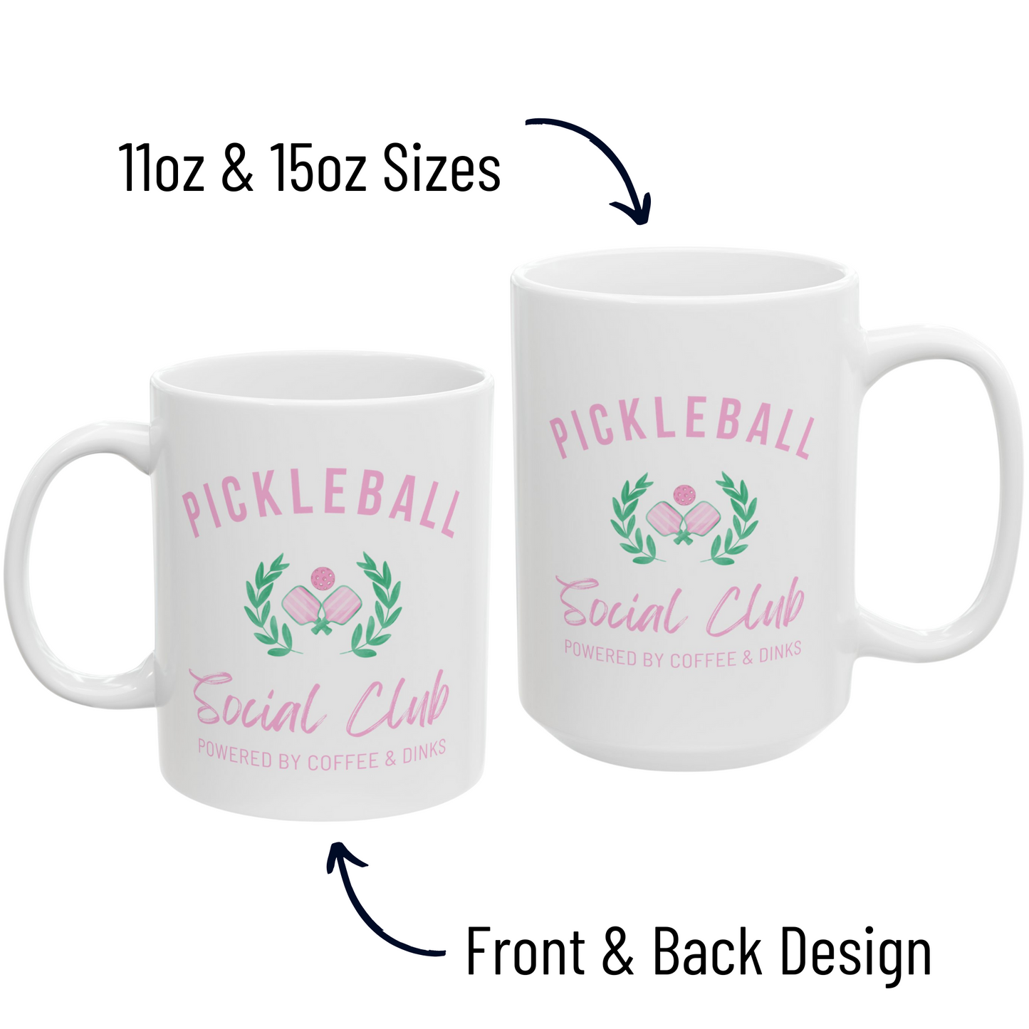 Custom Pickleball Powered By Coffee & Dinks Social Club Mug, (11oz, 15oz)