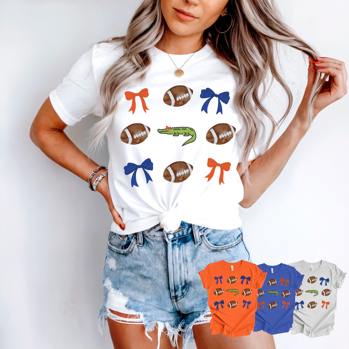 Florida Gators Football Tee, Coquette Style Bow Gator Shirt