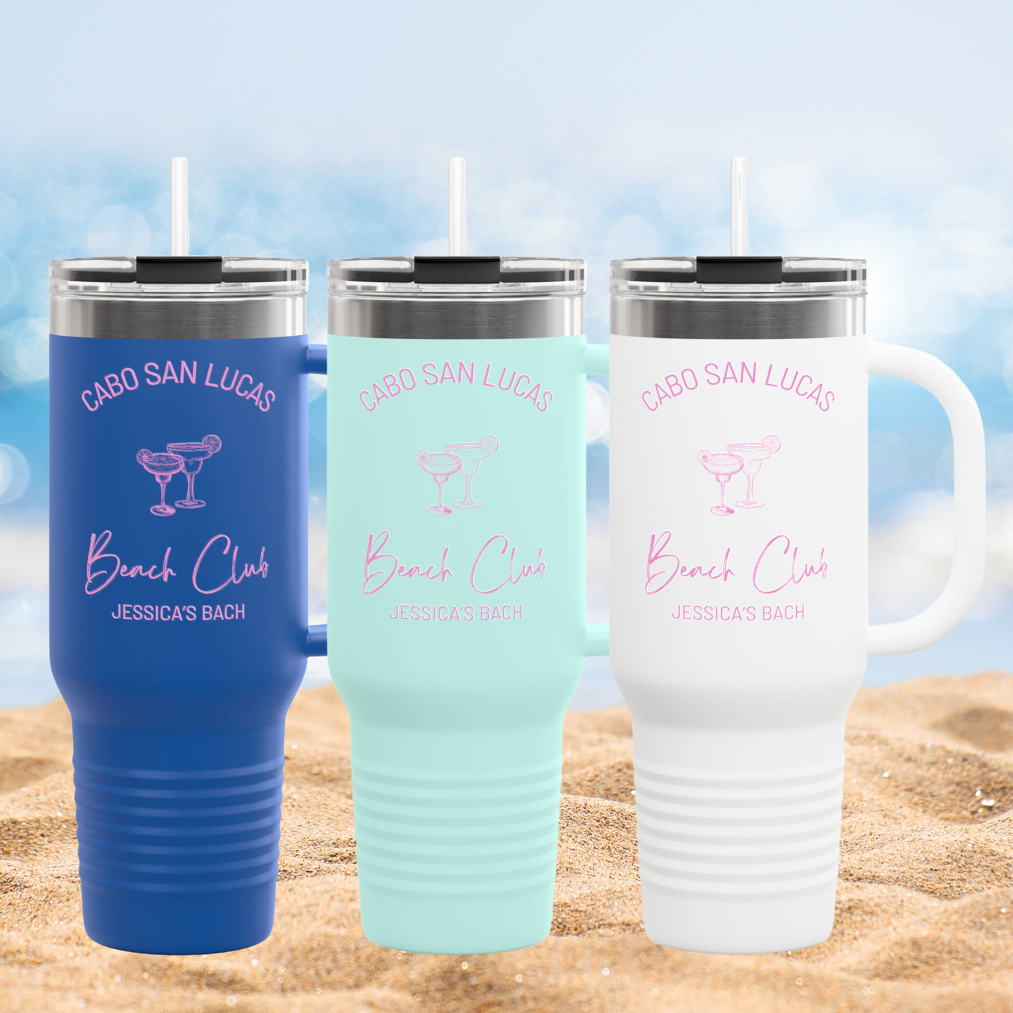 Personalized Bachelorette Party Insulated 40oz Tumbler, The Jessica Collection