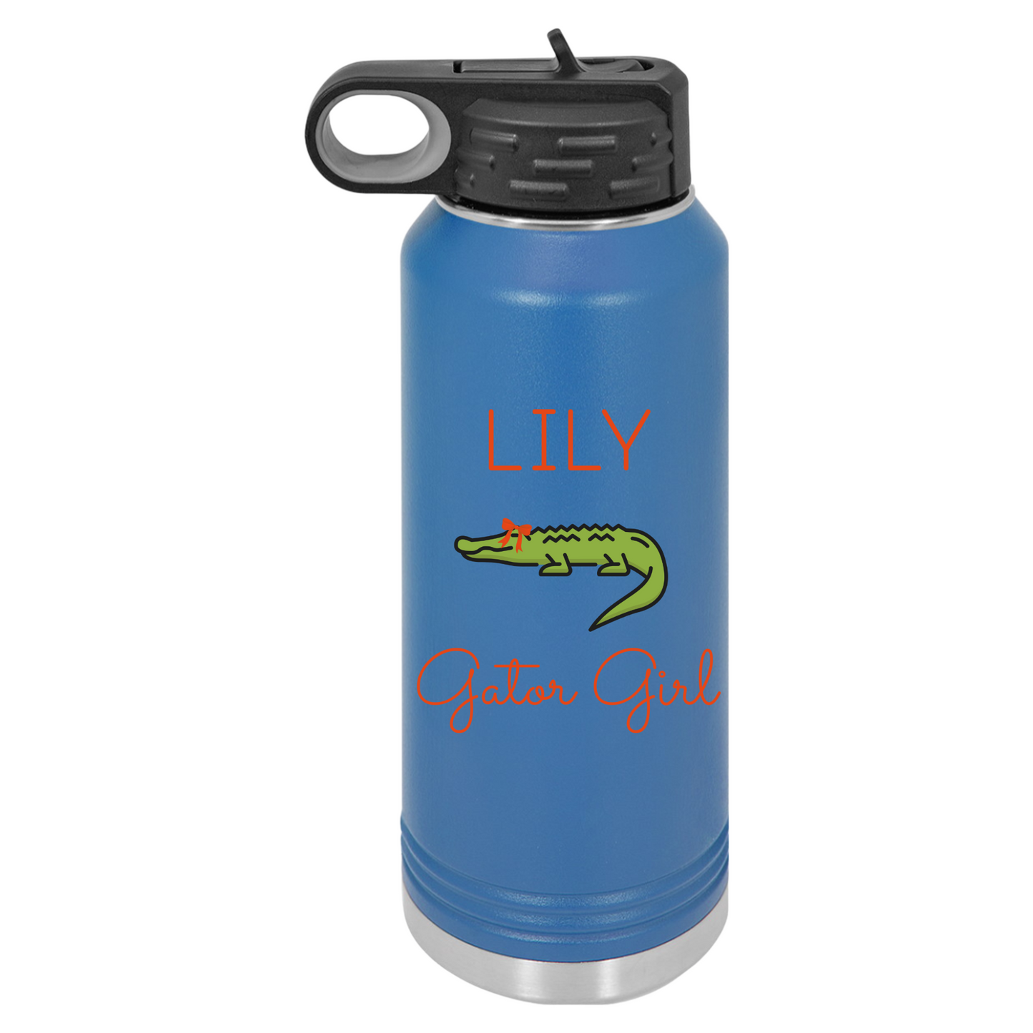 Personalized Gator Girl Name Water Bottle Tumbler, 20oz