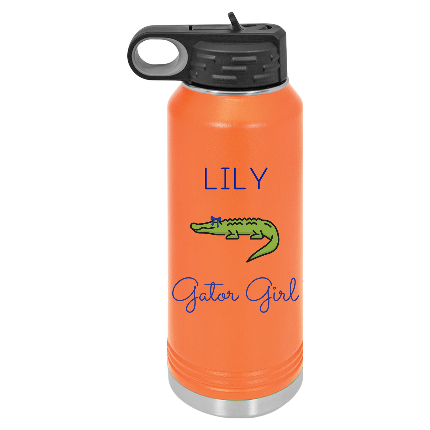 Personalized Gator Girl Name Water Bottle Tumbler, 20oz