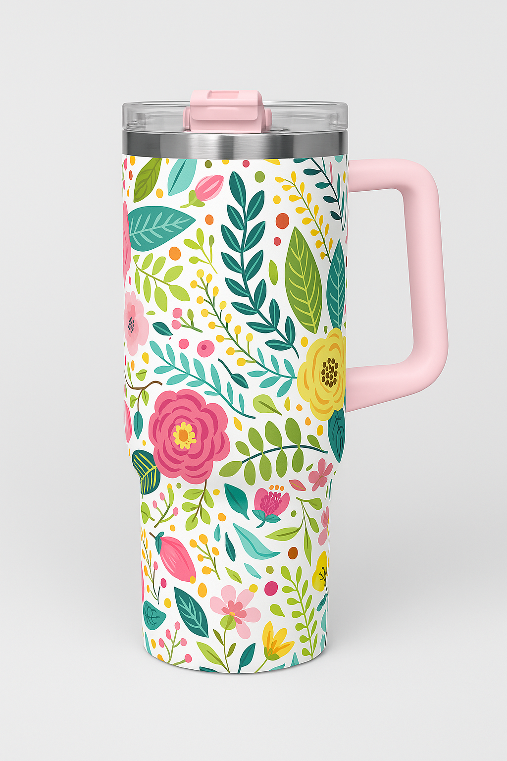 Personalized Floral Name Tumbler, Custom 40oz Drinkware