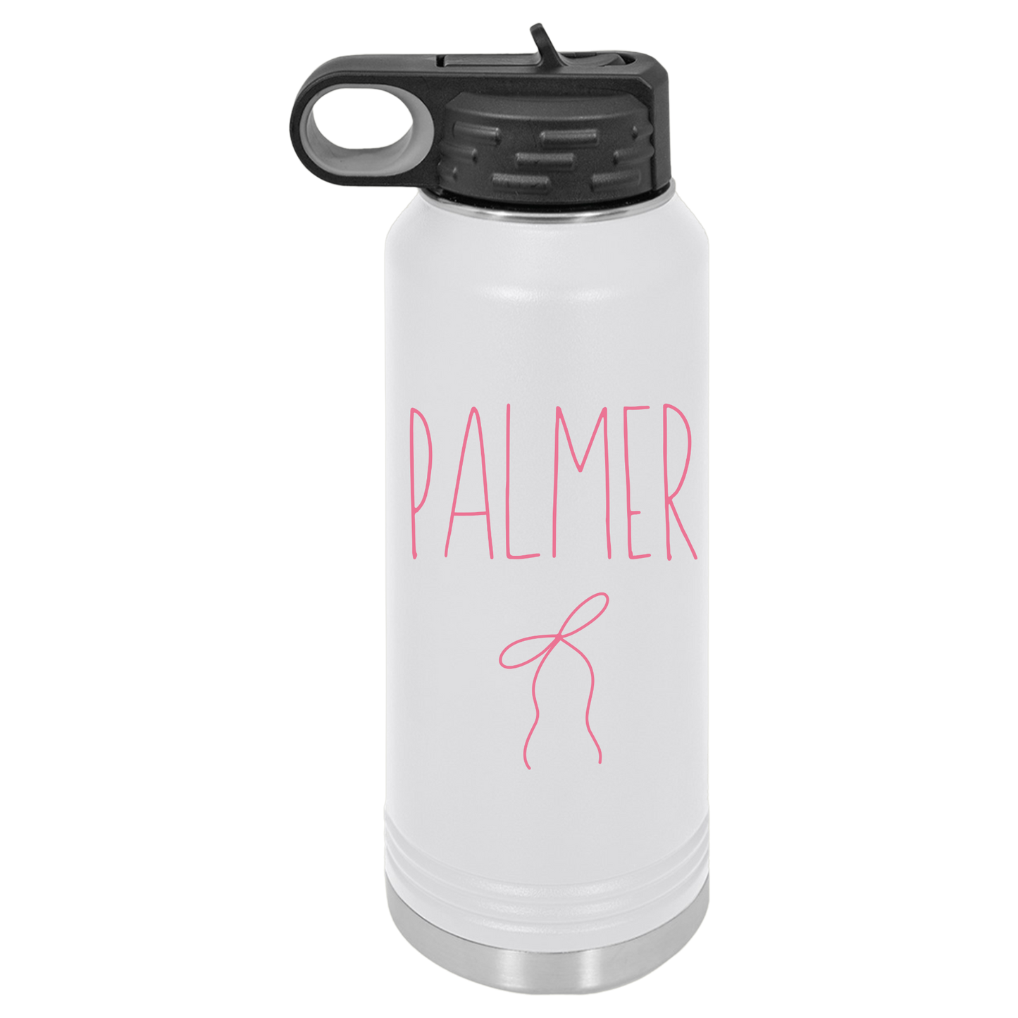 Personalized Coquette Ribbon Name Water Bottle, 20oz