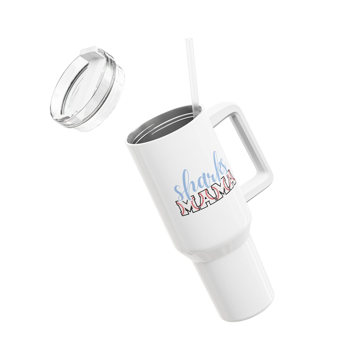 Personalizable Baseball Mom Beverage Tumbler, 40oz with Straw & Handle