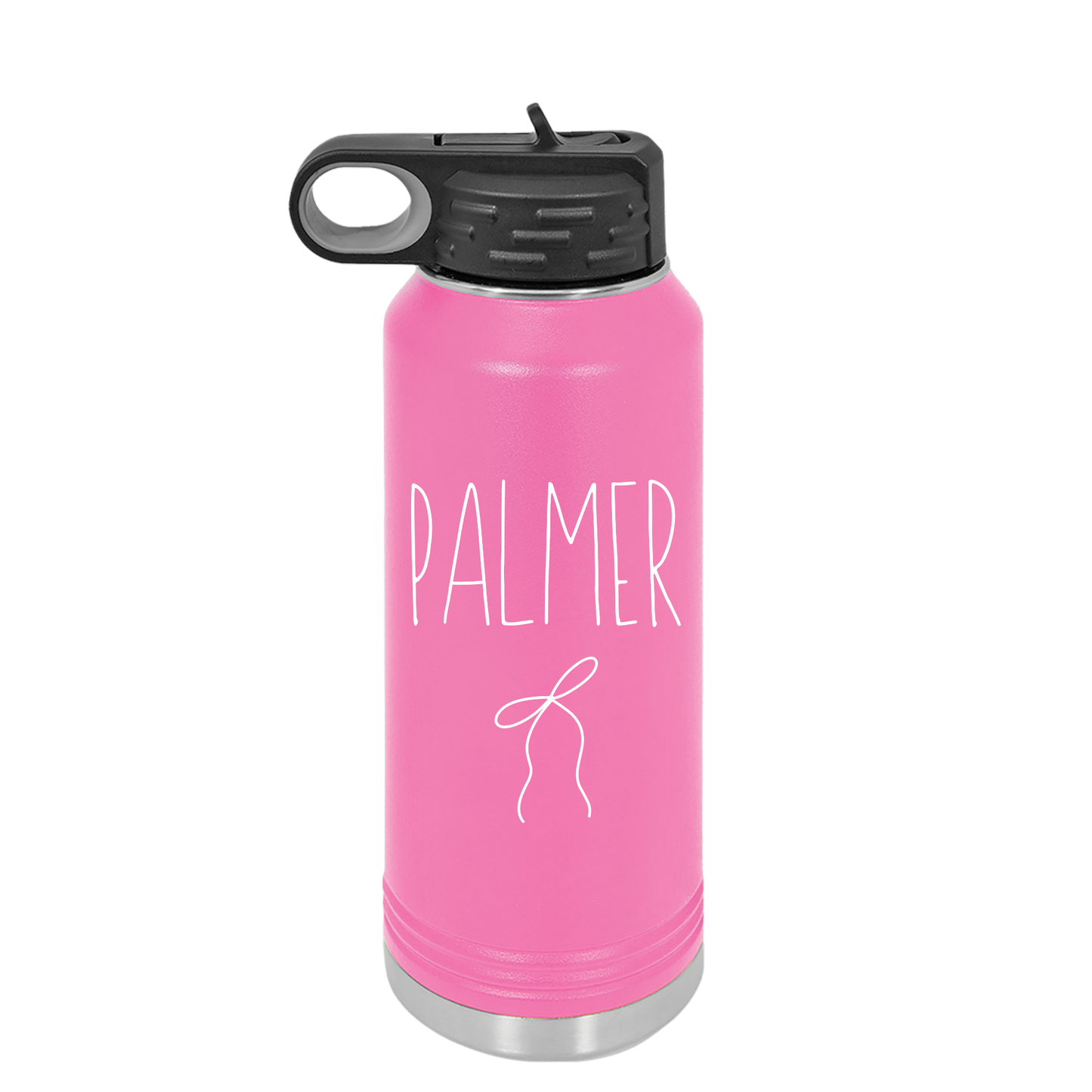 Personalized Coquette Ribbon Name Water Bottle, 20oz