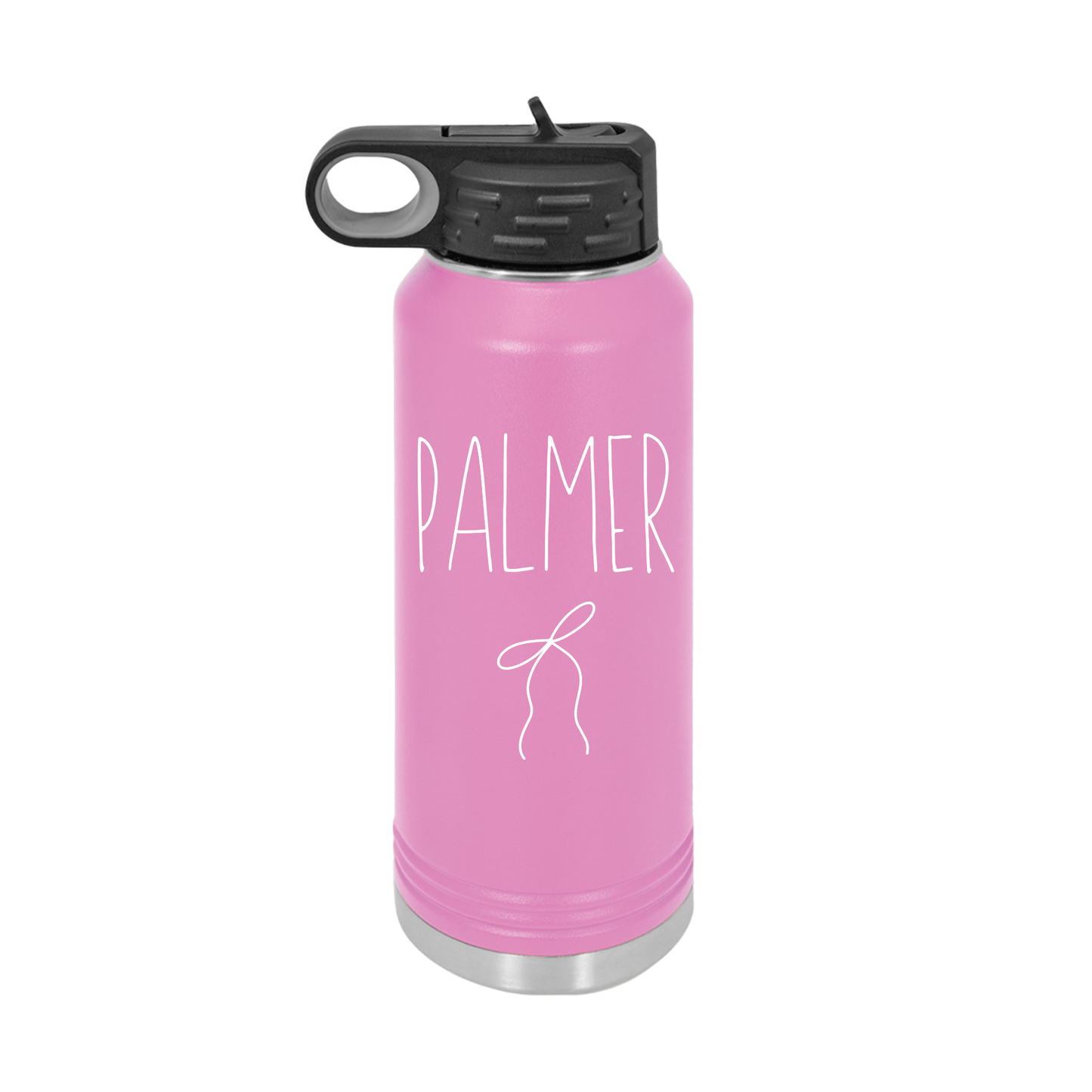Personalized Coquette Ribbon Name Water Bottle, 20oz