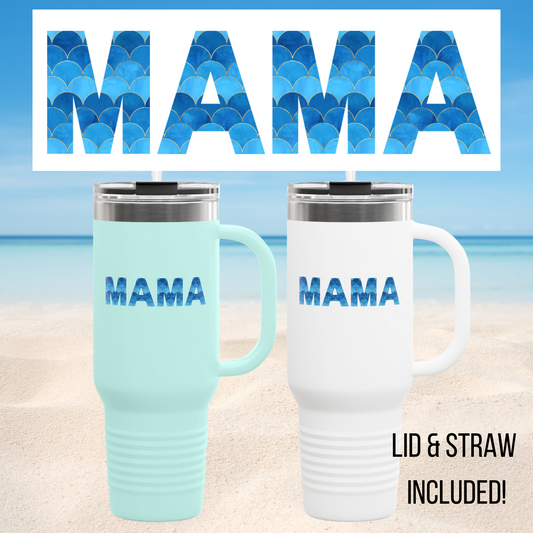Custom Mama Tumbler, 40oz | Summer Beach Edition - Mermaid Tides