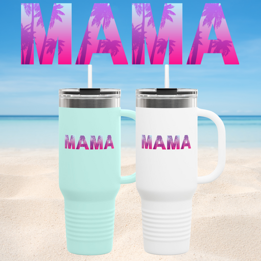 Custom Mama Tumbler, 40oz | Summer Beach Edition - Miami Vice