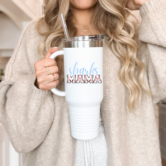 Personalizable Baseball Mom Beverage Tumbler, 40oz with Straw & Handle
