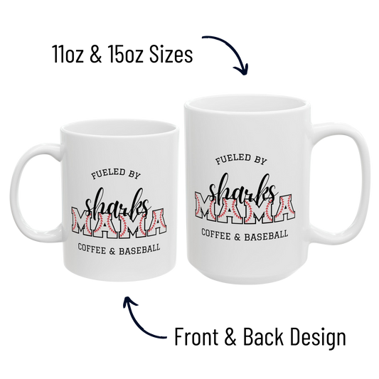 Custom Baseball Mom Mug - Fueled By Coffee and Baseball - Personalize Your Team Name