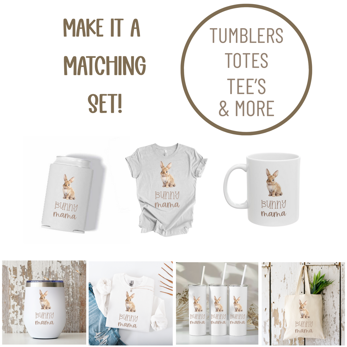 Custom Bunny Mama Skinny Tumbler with Straw, 20oz