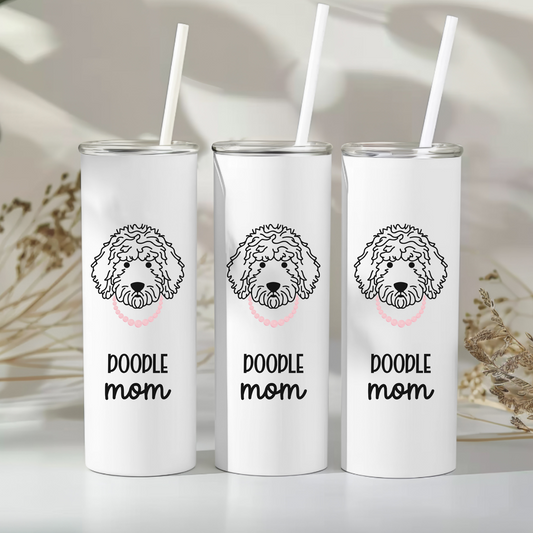Custom Doodle Mom Coquette-Style Skinny Tumbler, 20oz