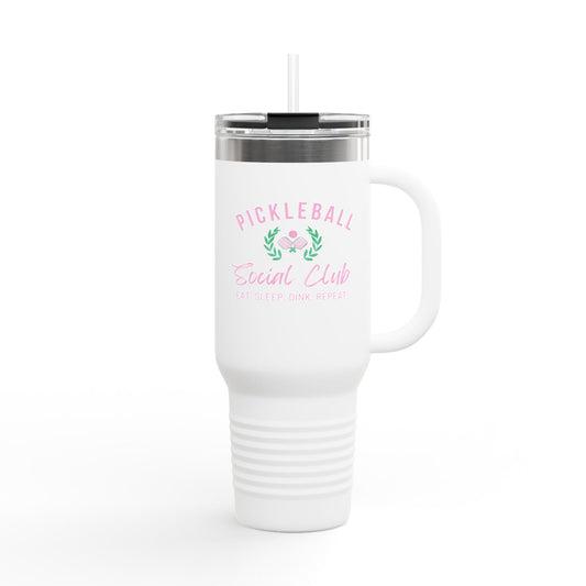 Custom Pickleball Eat Sleep Dink Repeat Social Club Insulated Travel Mug, 40oz,